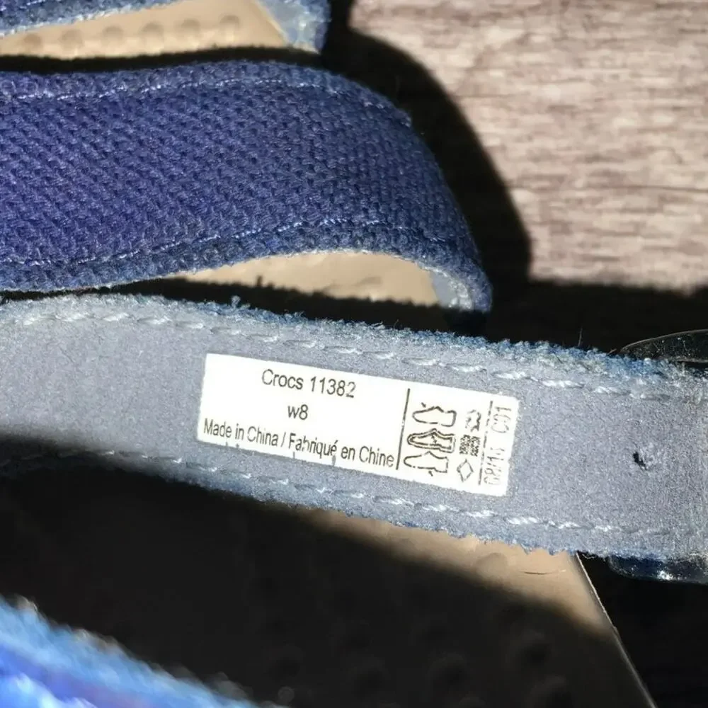 Crocs Monterey Navy Blue Strappy Wedge Sandals Women's Size 8 Comfort - Picture 2 of 4